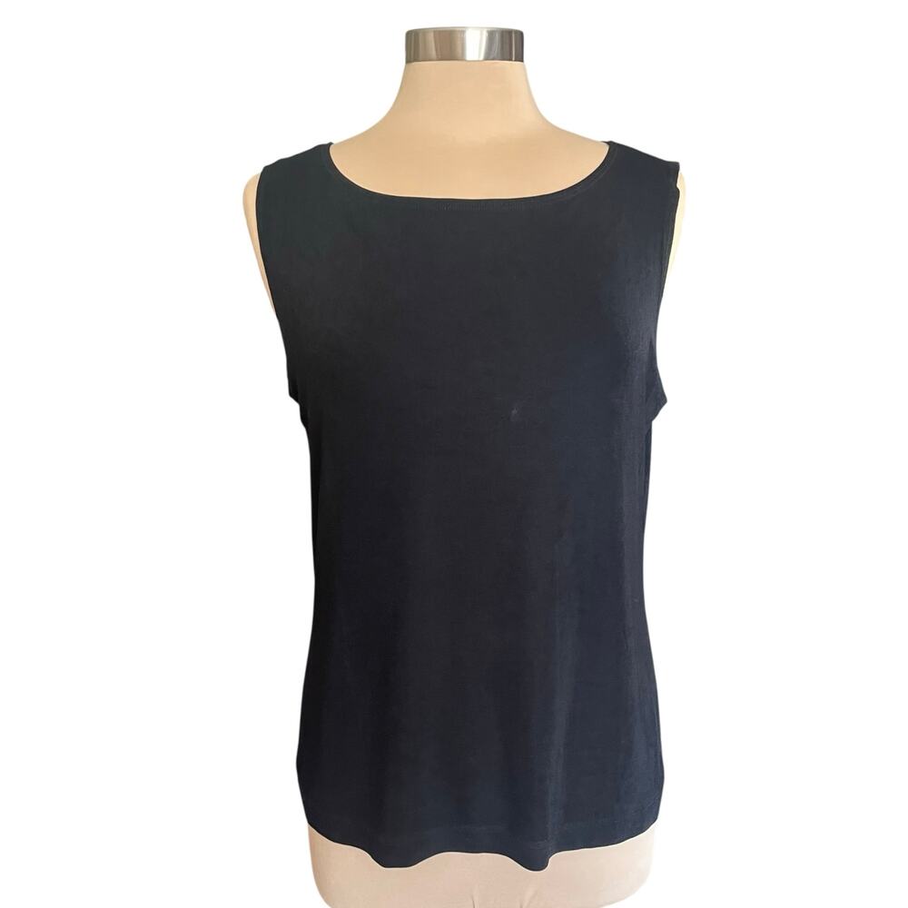 Chico's Travelers Black Sleeveless Slinky Knit Top Sz XL/16 Travel Vacation Flaw